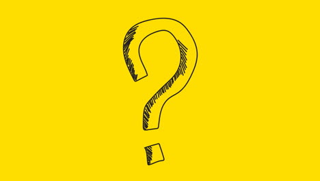 animación de un signo de interrogación en fondo amarillo