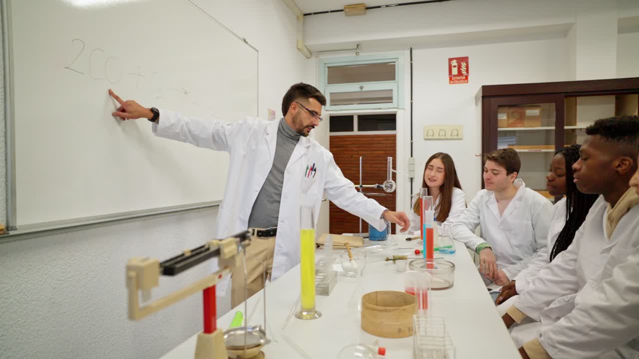 Science class with students and a teacher