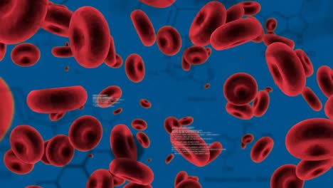 glóbulos rojos con códigos de programa y estructuras químicas