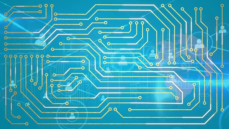 Animation of data processing with computer circuit board