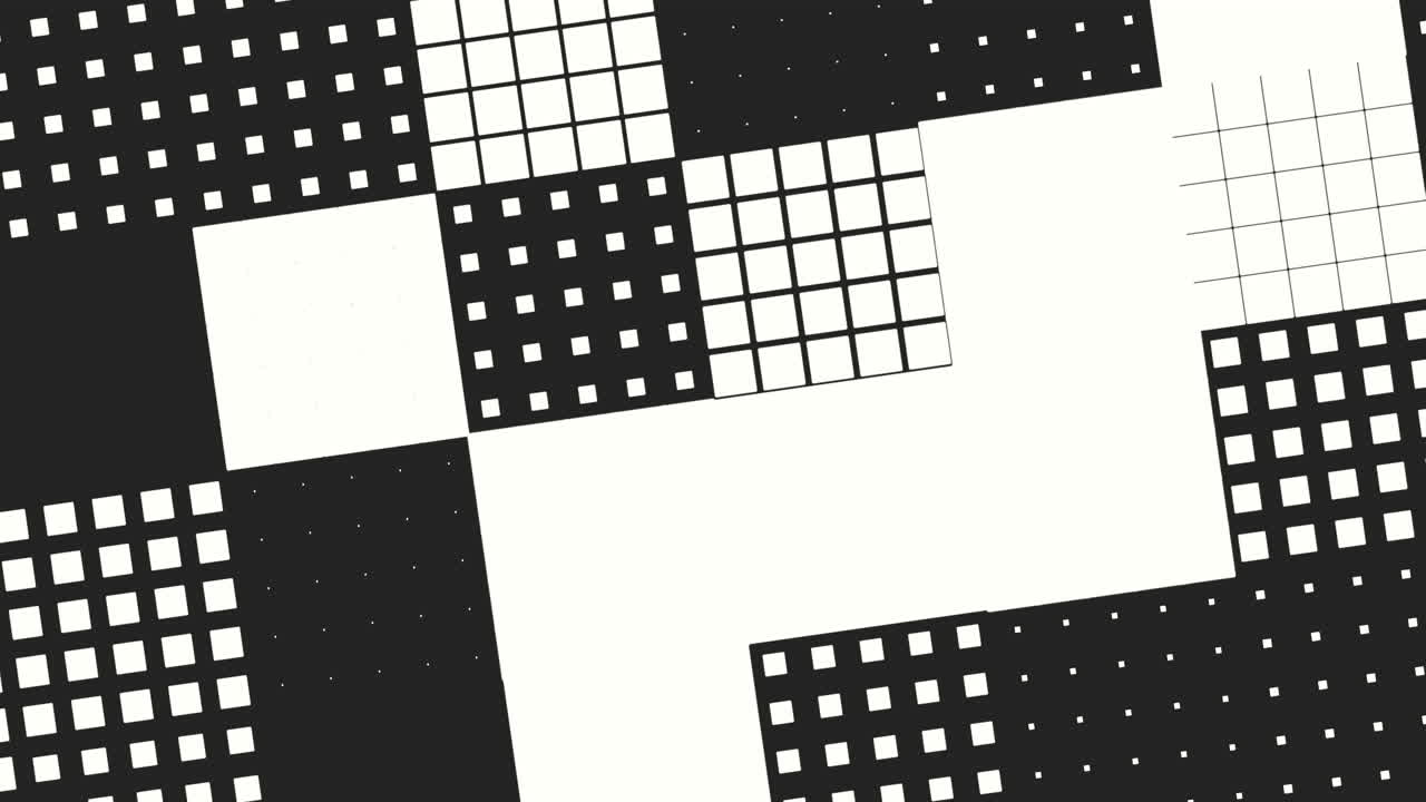 Checkered pattern of squares and rectangles creates striking black and white grid
