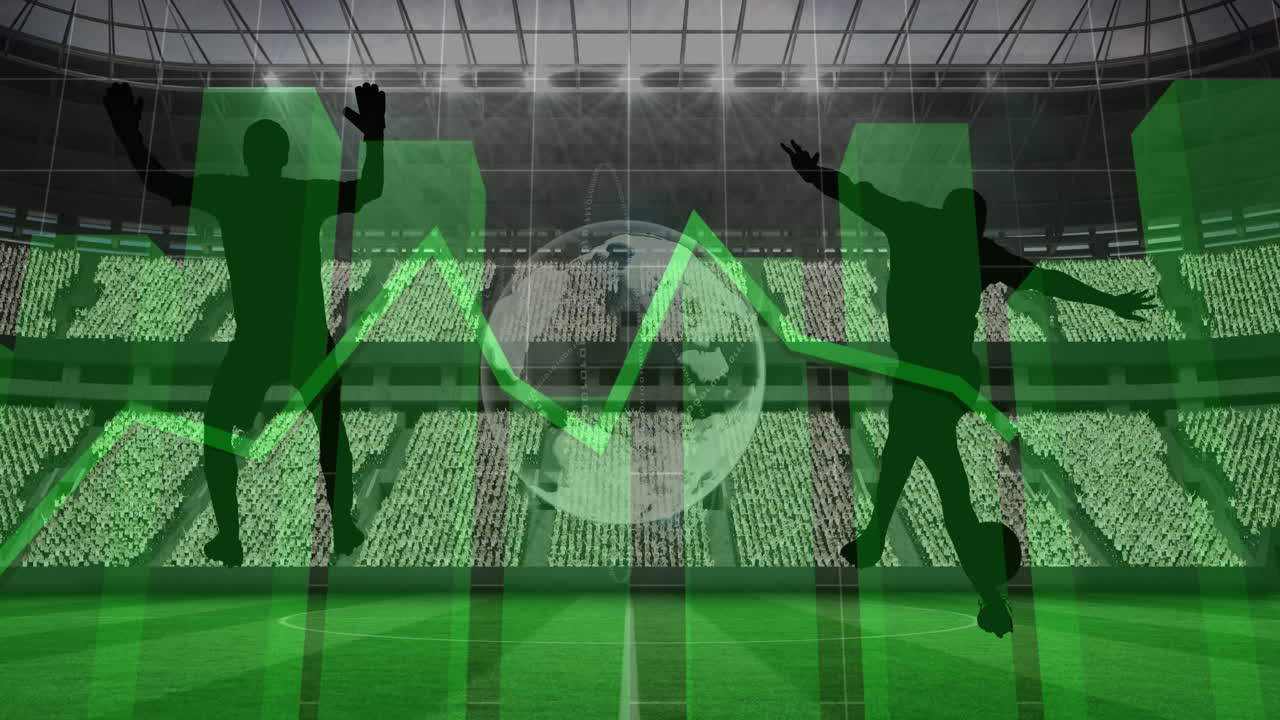 그래프의 애니메이션과 데이터 처리 및 스포츠 경기장 위의 지구