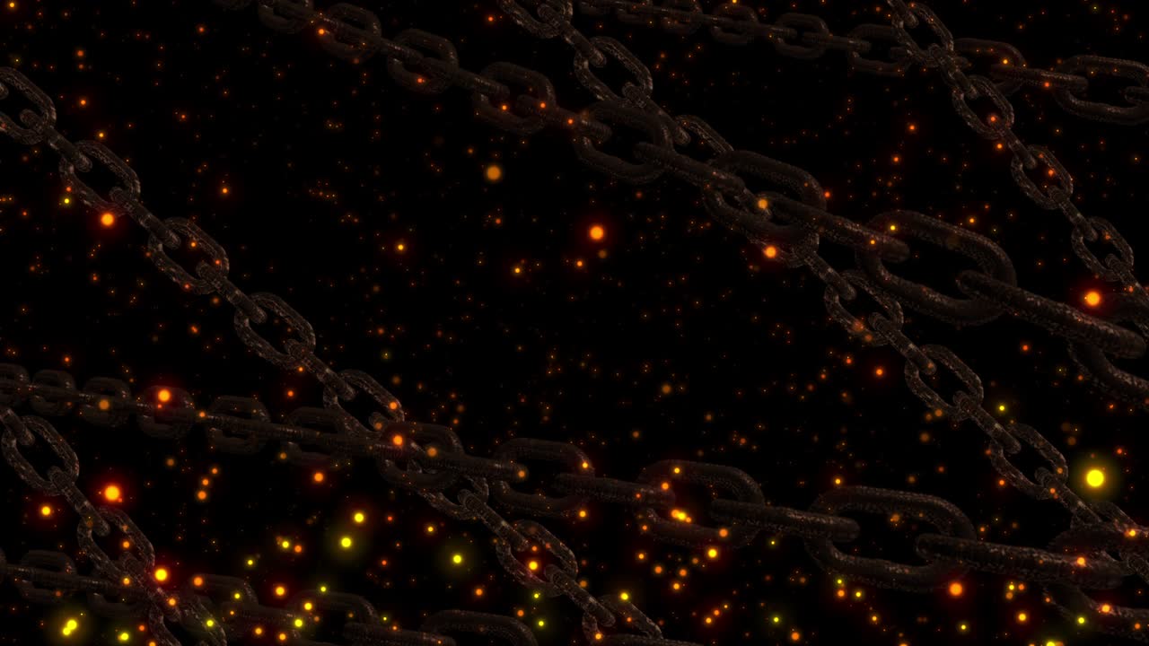 rusty chain with spark ember particle background loop animation