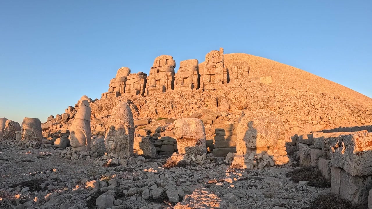 Sunrise Timelapse at Mount Nemrut Ancient Statues Turkey UNESCO World Heritage Site