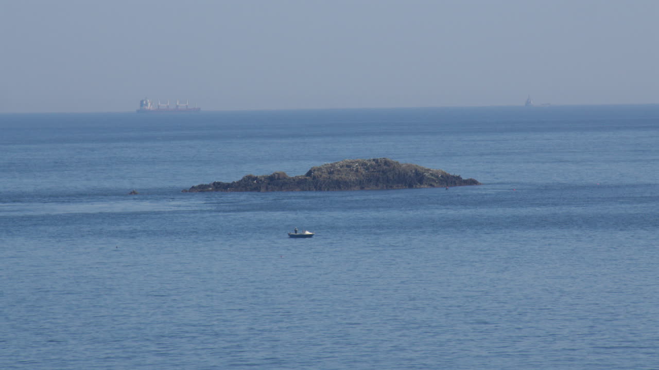 Shot of the Island of Ynys Amlwch, east mouse at Porth Llechog, Bull Bay on the Isle of Anglesey