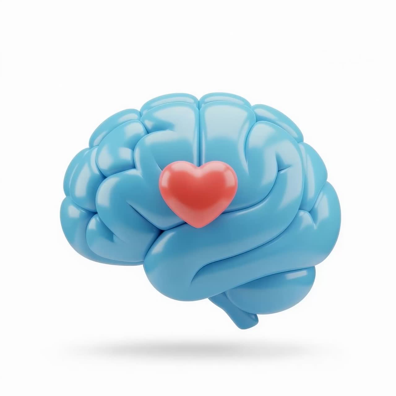 Abstract Brain with Red Heart or Organ Element