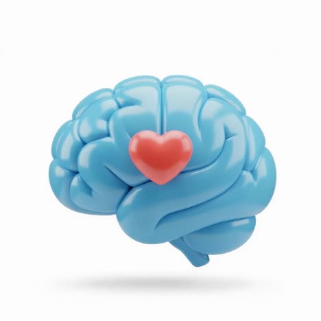 abstract brain with red heart or organ element