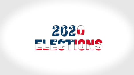 animation of the words 2020 elections filled with american flag on white background.