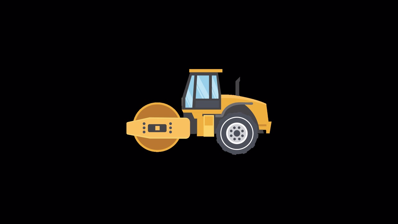 Animated Road Roller Building Up and Disappearing