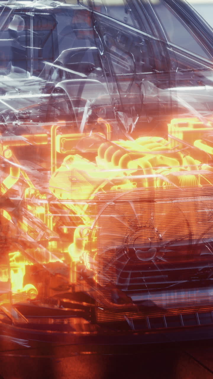 Carro transparente revela mecanismos internos complexos em design futurista