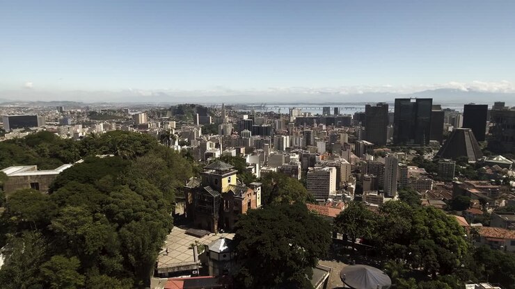 Vista aerea del paesaggio urbano di Rio de Janeiro