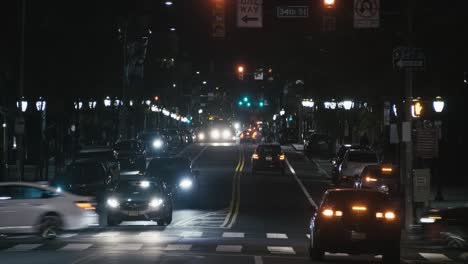 spruce street traffic at night, philadelphia