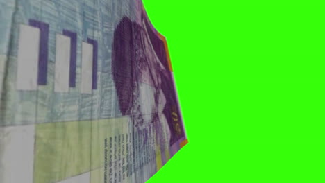 israeli 50 shekel banknote on green screen