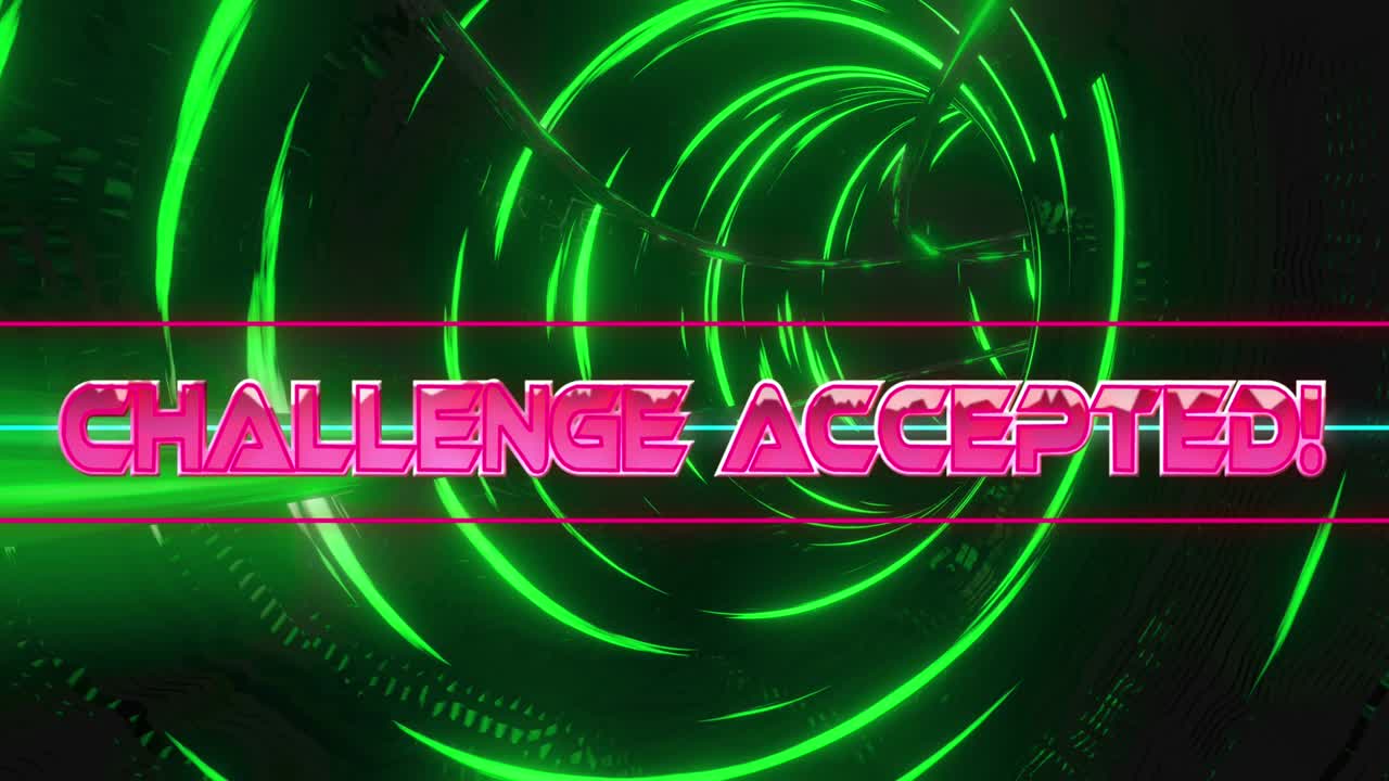 움직이는 디지털 터널을 통해 도전 받아들여진 텍스트의 애니메이션