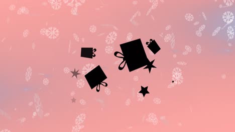 Animation-of-presents-over-snow-falling