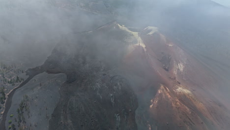 aerial view of extinct cumbre vieja volcano, la palma, tranquil and majestic