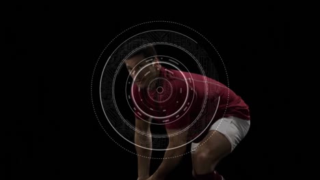 animation of scope scanning over caucasian male rugby player