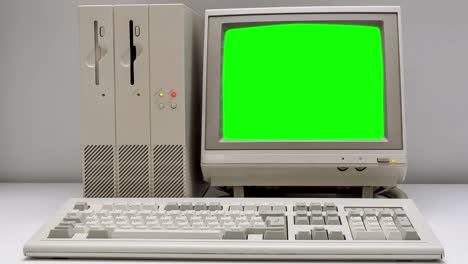 old computer booting with glitch and green screen 4k