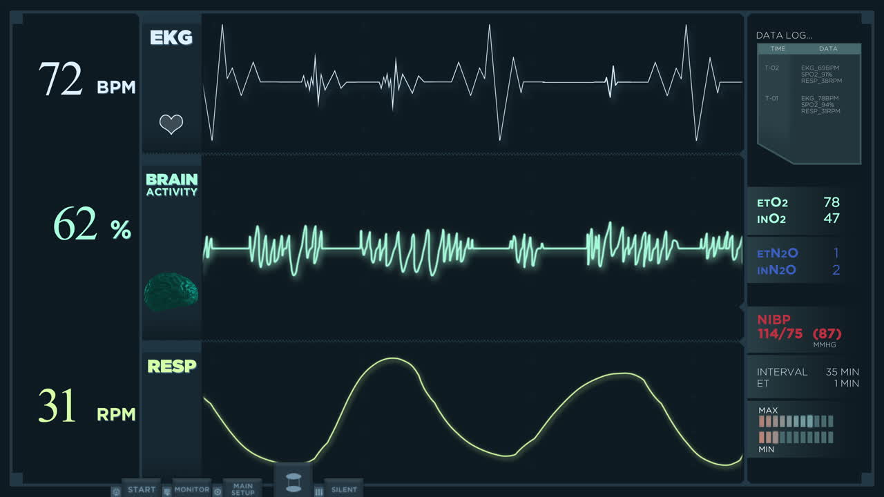 생체 징후를 나타내는 의료 모니터