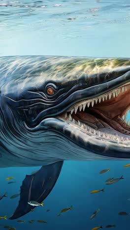 giant prehistoric shark swimming in clear ocean waters at dawn