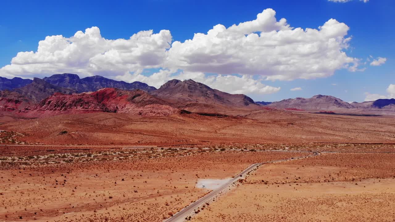 Rural highways under the big southwest sky wet of Las Vegas Nevada