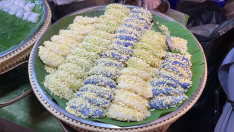 market stall selling thai dessert , bangkok , thailand