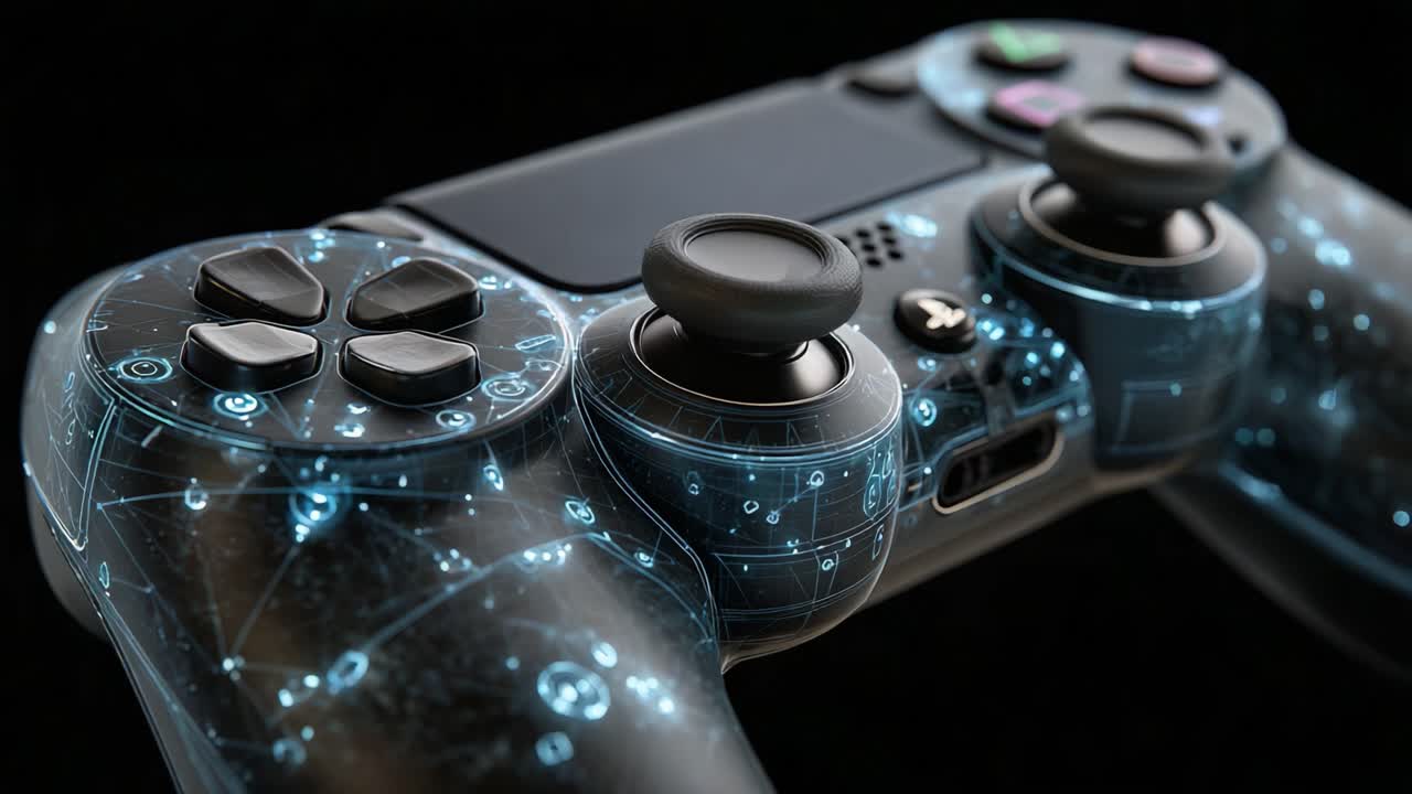 Futuristic Gaming Controller with Glowing Circuitry Designs Showcasing Advanced Technology and Design Aesthetics in the World of Interactive Entertainment