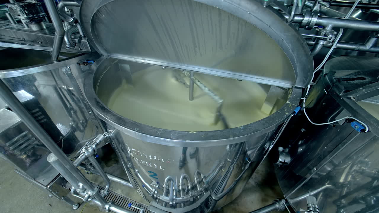 Producing dairy cheesemaking industry. Big factory for making cheese.