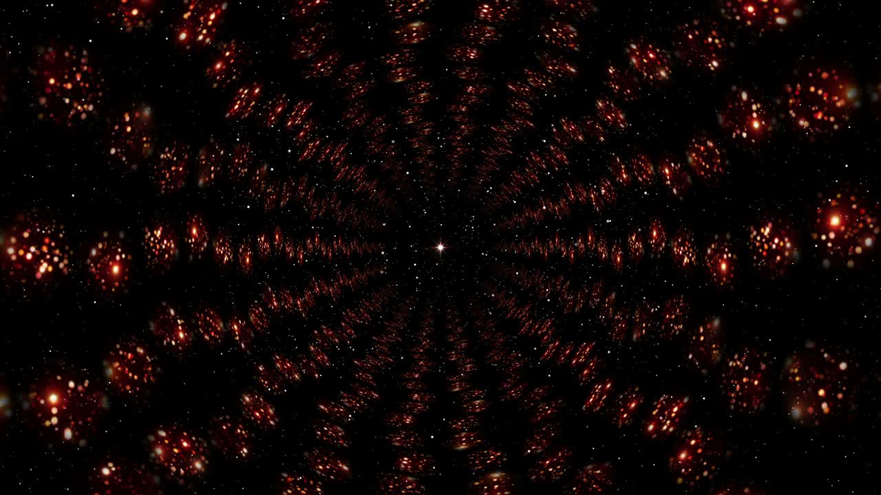 Un tunnel di particelle lucide e scintillanti. Vibrazioni di paillettes in prospettiva.