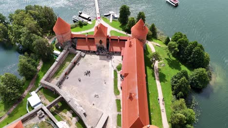 aerial view of trakai island castle in lithuania