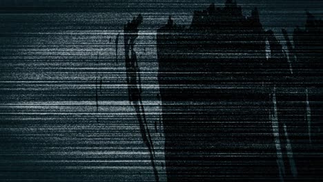 Animation-of-glitch-and-shapes-moving-on-black-background