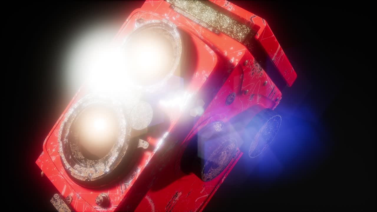 cámara de cine de época en la oscuridad