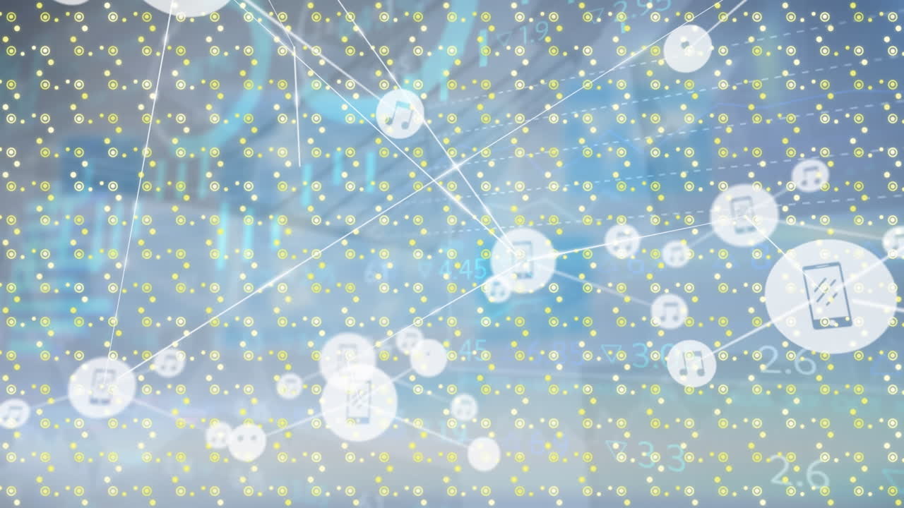 추상적인 모양에 대한 디지털 아이콘 네트워크의 애니메이션 데이터 처리에 대한 패턴 디자인