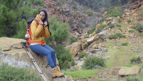 young backpacker relaxing to enjoy the view
