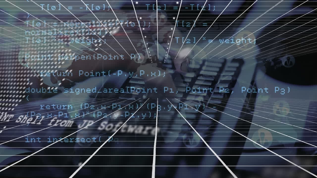 animazione dell'elaborazione dei dati con le mani utilizzando il computer