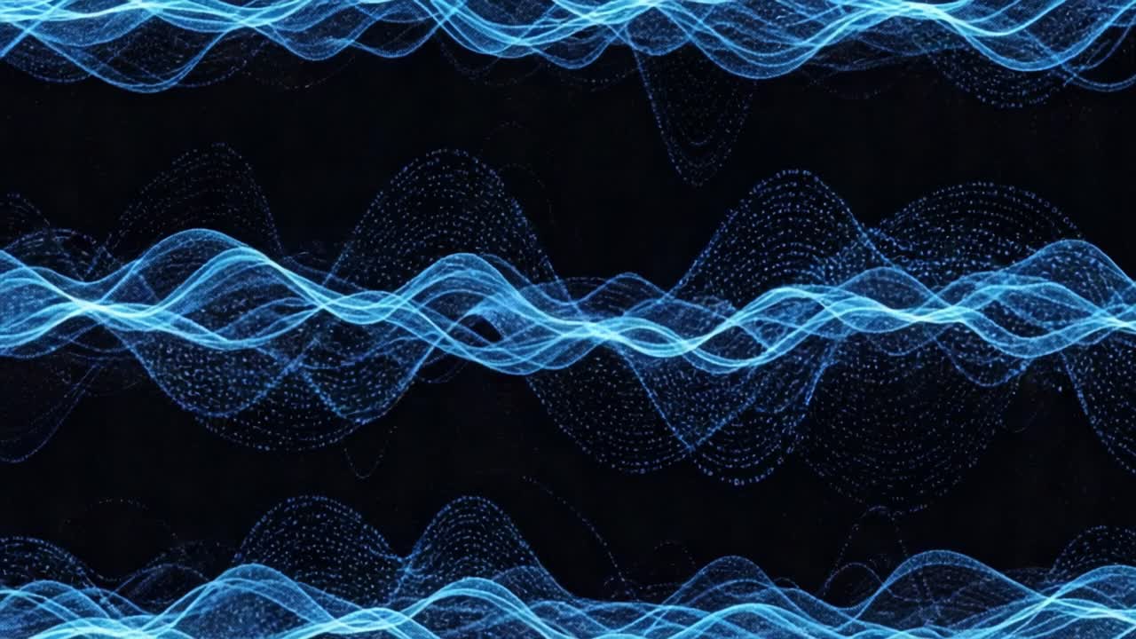 Dynamic Blue Wave Patterns: A Visual Exploration of Fluctuating Energy and Form in a Hypnotic Digital Environment with Fluid Motions and Vibrant Colors