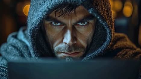 man in hoodie working on computer