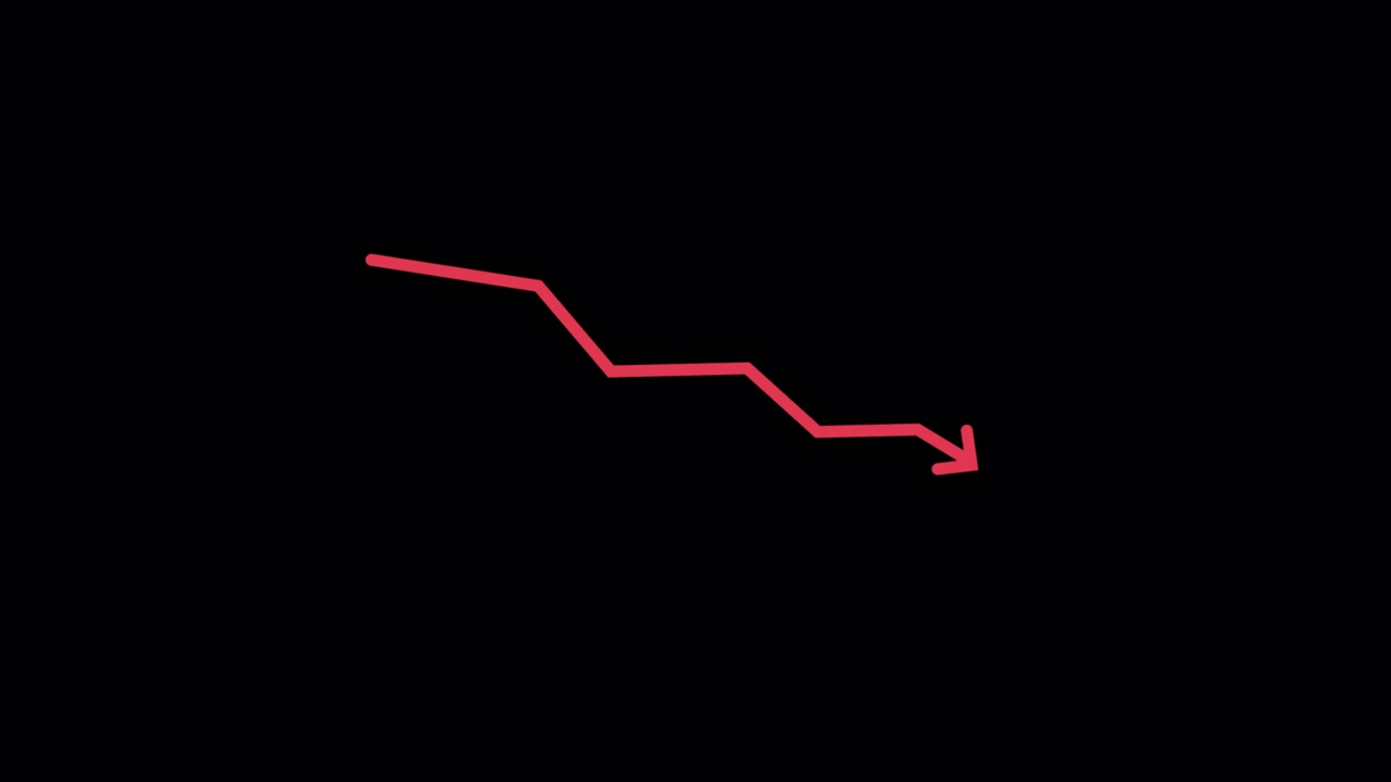 Animated Red Line Graph Showing Downward Trend