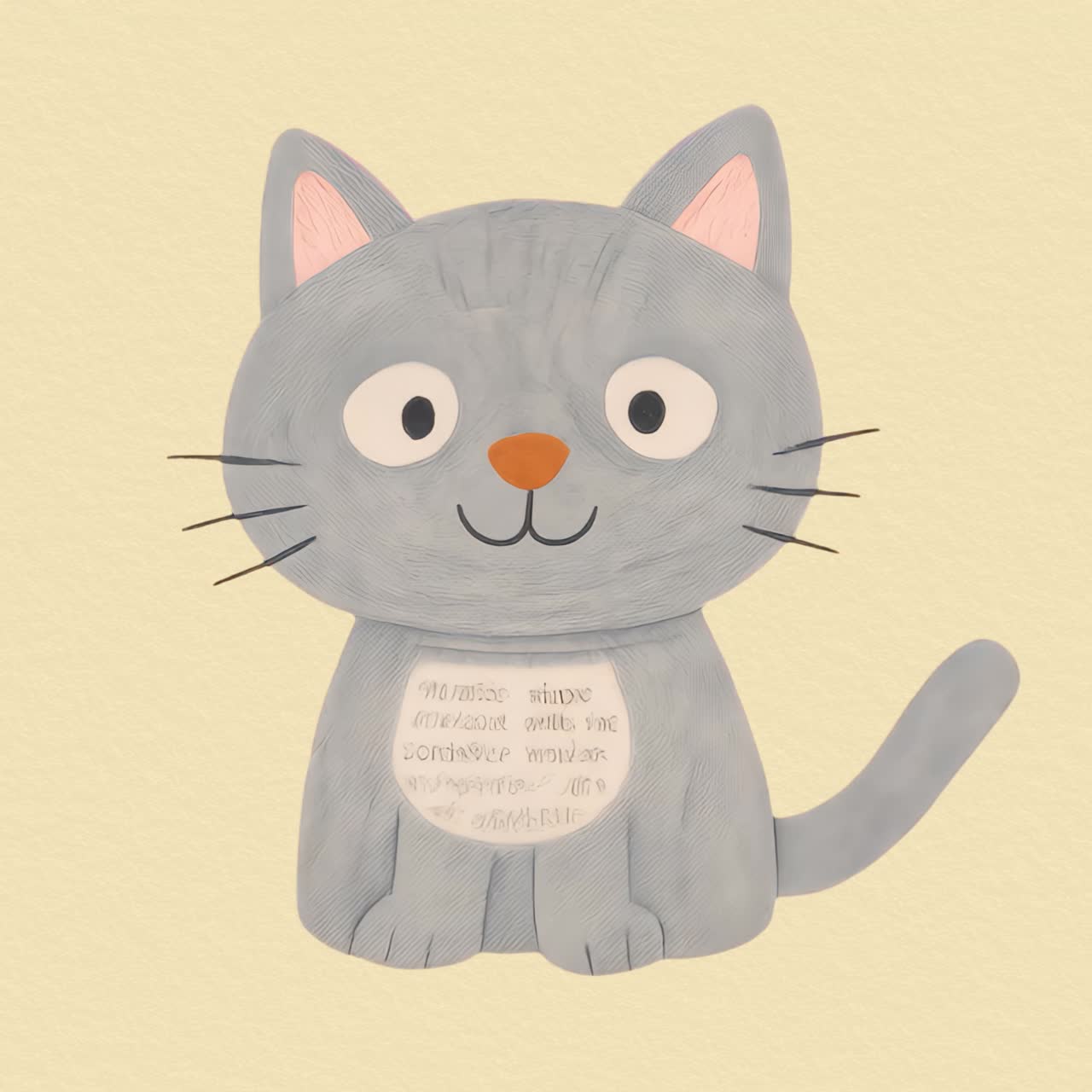 Cute cartoon gray cat illustration animation isolated asset, transparent 4K video, alpha channel