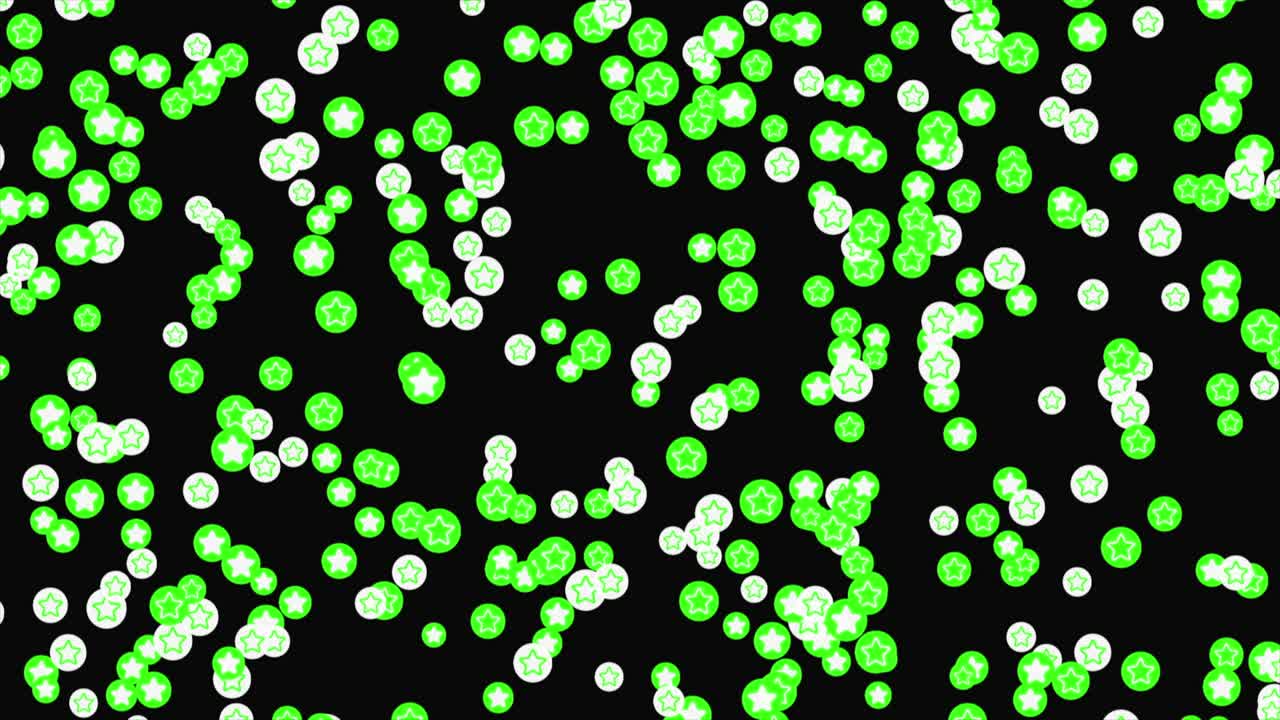 검은 바탕에 초록색과 색의 별 아이콘