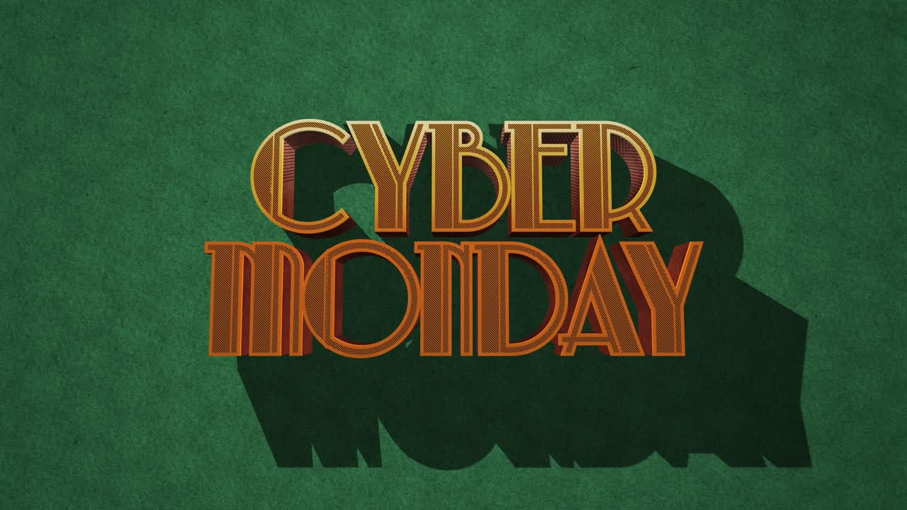 texto retro del lunes cibernético al estilo de los años 80 en una textura grunge verde