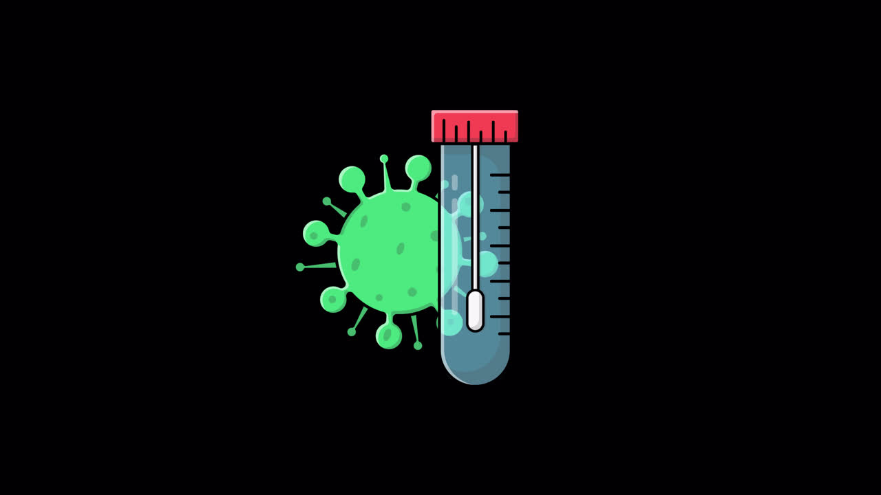 Virus Animato e Provetta con Tampone per Test Medici