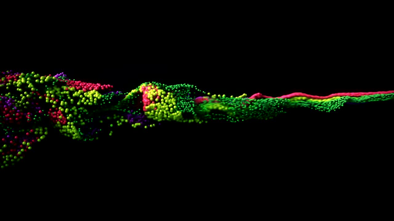 Fluid / paint simulation exploding forward.