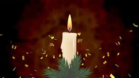 animation of confetti falling over candle on black background