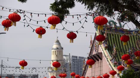 red chinese lantern hanging at street of georgetown