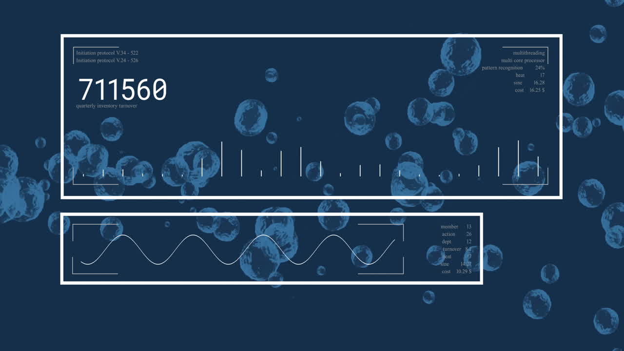 데이터 처리의 애니메이션과 이동하는 점에 대한 다이어그램