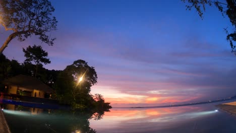 sunrise timelapse from veracruz in panama over an infinity pool by the pacific sea