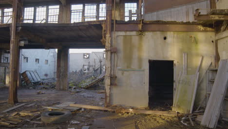 abandoned foreman office in a dilapidated industrial building