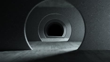 endless flight in a gray concrete tunnel. seamless loop abstract 3d animation