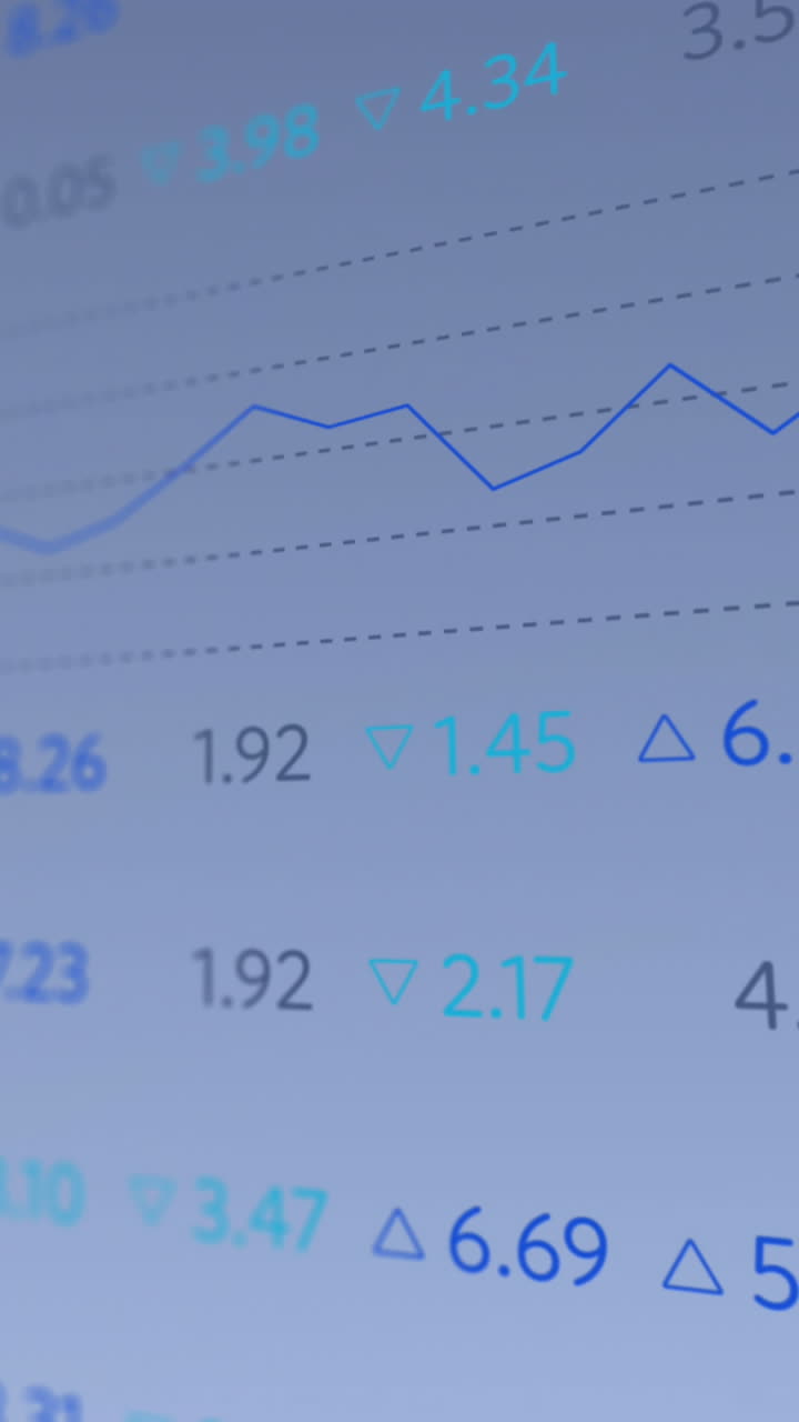 анимация финансовых данных и графиков на синем фоне